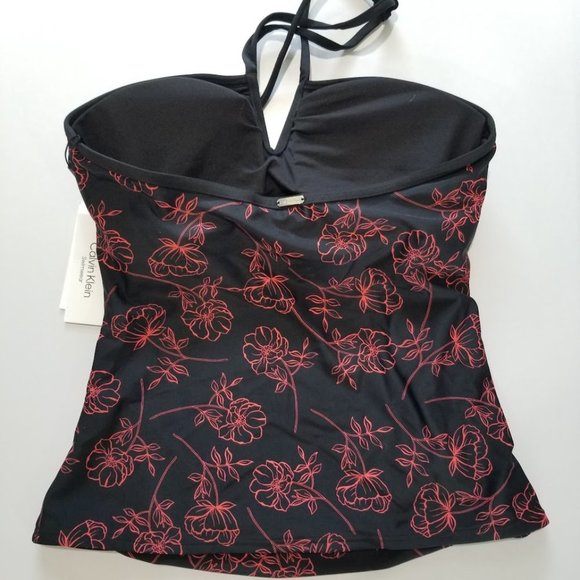 Calvin Klein V Wire Bandeau Halter Tankini Top Size Large - Picture 6 of 10